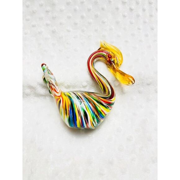 Vintage Murano Venetian Handblown, Multicolor, Amber Accent, Glass Heron - Picture 6 of 8